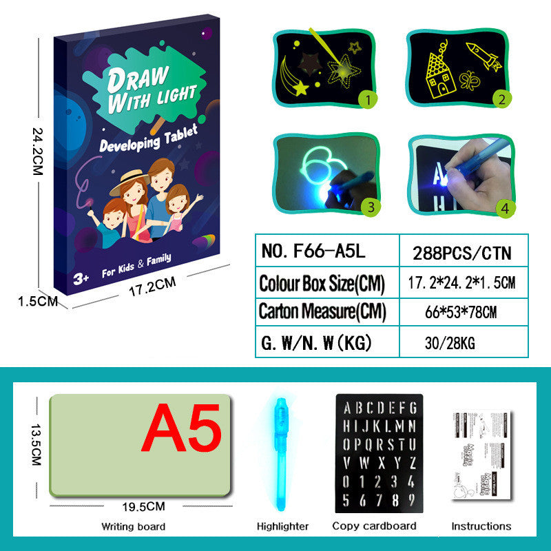 Juguete educativo almohadilla de dibujo 3D Magic 8 efectos de luz rompecabezas tablero Sketchpad