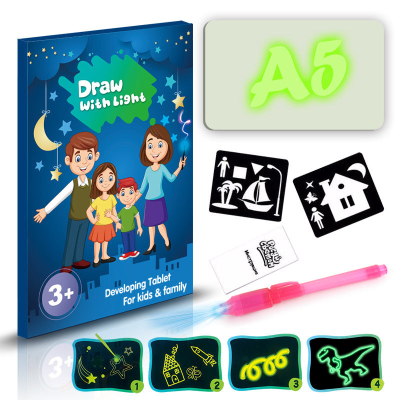 Juguete educativo almohadilla de dibujo 3D Magic 8 efectos de luz rompecabezas tablero Sketchpad