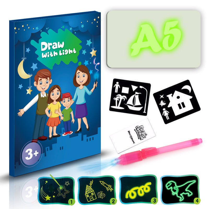 Juguete educativo almohadilla de dibujo 3D Magic 8 efectos de luz rompecabezas tablero Sketchpad