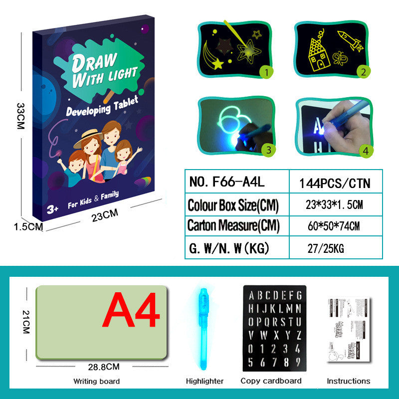 Juguete educativo almohadilla de dibujo 3D Magic 8 efectos de luz rompecabezas tablero Sketchpad