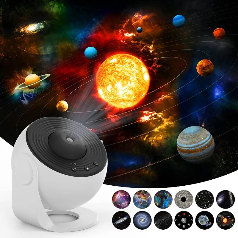 Proyector de luz nocturna con forma de galaxia, proyector de cielo estrellado con rotación de 360 grados, lámpara planetaria para dormitorio de niños