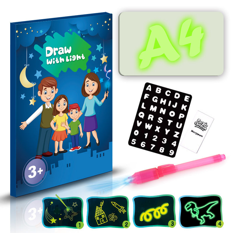 Juguete educativo almohadilla de dibujo 3D Magic 8 efectos de luz rompecabezas tablero Sketchpad