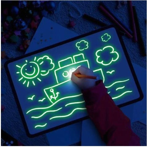 Juguete educativo almohadilla de dibujo 3D Magic 8 efectos de luz rompecabezas tablero Sketchpad